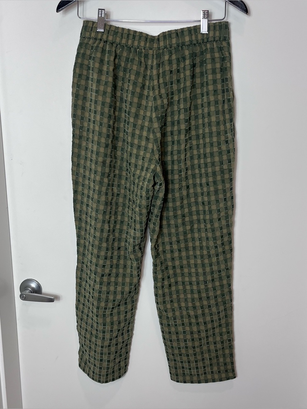 Willow + Root Pants Medium Olive Green Textured‎ Plaid Stretch Trousers NWT - Picture 3 of 6
